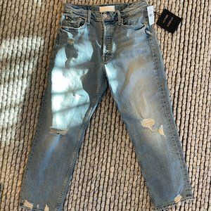 Mother The Tomcat Ripped Crop Straight Leg Jeans